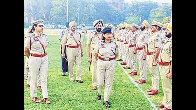 Special director general of police Gurpreet Kaur Deo during the review of capacity building training in Ludhiana on Saturday (HT photo)