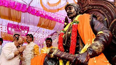 The Maharashtra Ekikaran Samiti said unveiling the statue of Shivaji twice by the Congress and BJP was an insult to the Marathas since no Maratha rituals were followed. (ANI) The Maharashtra Ekikaran Samiti said unveiling the statue of Shivaji twice by the Congress and BJP was an insult to the Marathas since no Maratha rituals were followed. (ANI)