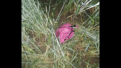 The consignment of heroin dropped by a drone from Pakistan in Punjab’s border village of Dhanoe Kalan in Ajnala sub division of Amritsar district on Saturday. (HT Photo)