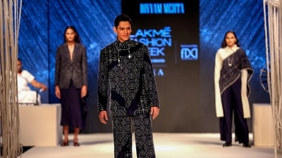 Vijay Varma in a black and white outfit as the showstopper for Divyam Mehta at Lakme Fashion Week in partnership with FDCI. Vijay Varma in a black and white outfit as the showstopper for Divyam Mehta at Lakme Fashion Week in partnership with FDCI. 