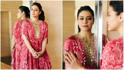 Kajol’s red ethnic gown is the perfect blend of style and tradition (Instagram/@kajol) Kajol’s red ethnic gown is the perfect blend of style and tradition (Instagram/@kajol)