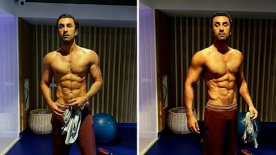 Ranbir Kapoor's fitness trainer Shivoham shared the actor's shirtless pictures on Instagram.