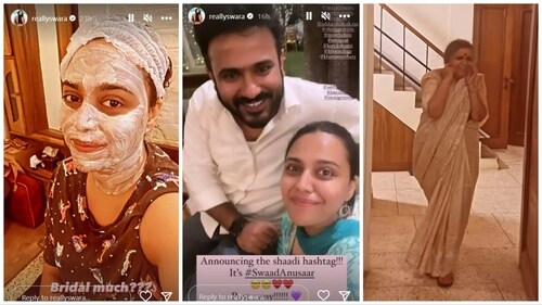 Swara Bhasker shared more glimpses from wedding prep. Swara Bhasker shared more glimpses from wedding prep.