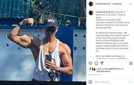 Hrithik Roshan shared a note on Instagram.