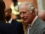 King Charles: Britain's King Charles III is seen speaking to guests during a reception.