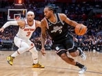 Los Angeles Clippers forward Kawhi Leonard (2) drives past New York Knicks guard Josh Hart (3) during the second half of an NBA basketball game Saturday, March 11, 2023, in Los Angeles. Los Angeles Clippers forward Kawhi Leonard (2) drives past New York Knicks guard Josh Hart (3) during the second half of an NBA basketball game Saturday, March 11, 2023, in Los Angeles.