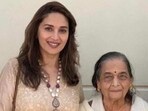 Madhuri Dixit with mother Snehlata Dixit and husband Shriram Nene. Madhuri Dixit with mother Snehlata Dixit and husband Shriram Nene.