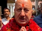 Actor Anupam Kher at Kalighat Kali temple in Kolkata.