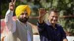 Delhi chief minister and AAP convenor Arvind Kejriwal (right) and Punjab chief minister Bhagwant Mann (left) (PTI Photo)