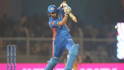 Mumbai Indians' Natalie Sciver plays a shot against UP Warriorz during Women's Premier League 2023 (Women's Premier League Twitter)