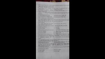 According to a candidate, who shared a copy of the question paper of SST to Hindustan Times, the answers were shared in the bold text in the question paper. (HT Photo) According to a candidate, who shared a copy of the question paper of SST to Hindustan Times, the answers were shared in the bold text in the question paper. (HT Photo)