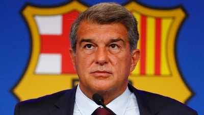 FILE - FC Barcelona club President Joan Laporta pauses during a news conference in Barcelona, Spain, on Aug. 6, 2021. Spanish state prosecutors have formally accused Barcelona soccer club of corruption because of its payments of large sums of money for several years to the vice president of the refereeing committee. The decision has been made official on Friday, March 10, 2023. (AP Photo/Joan Monfort, File) (AP) FILE - FC Barcelona club President Joan Laporta pauses during a news conference in Barcelona, Spain, on Aug. 6, 2021. Spanish state prosecutors have formally accused Barcelona soccer club of corruption because of its payments of large sums of money for several years to the vice president of the refereeing committee. The decision has been made official on Friday, March 10, 2023. (AP Photo/Joan Monfort, File) (AP)