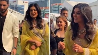 Rohman Shawl with Sushmita Sen after she walked the ramp at Lakme Fashion Week. Rohman Shawl with Sushmita Sen after she walked the ramp at Lakme Fashion Week.