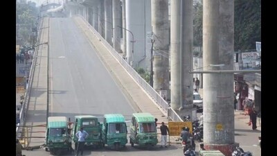 The repair work of the bridge will be followed by a strength test. (HT Photo)