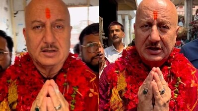 Actor Anupam Kher at Kalighat Kali temple in Kolkata. Actor Anupam Kher at Kalighat Kali temple in Kolkata.