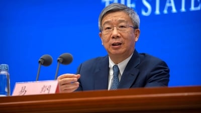 Yi Gang, governor of the People's Bank of China, speaks during a press conference at the State Council Information Office in Beijing. (AP/ File photo)
