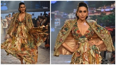 Karisma Kapoor walks the ramp at Lakme Fashion Week. (Varinder Chawla) Karisma Kapoor walks the ramp at Lakme Fashion Week. (Varinder Chawla)