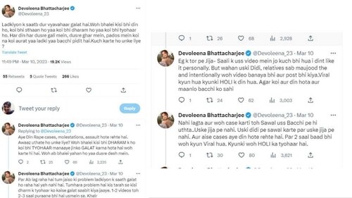 A glimpse of Devoleena Bhattacharjee's tweets. A glimpse of Devoleena Bhattacharjee's tweets.