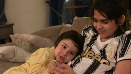 Taimur Ali Khan and Kiaan Raj Kapoor in an old photo shared by Kareena Kapoor.