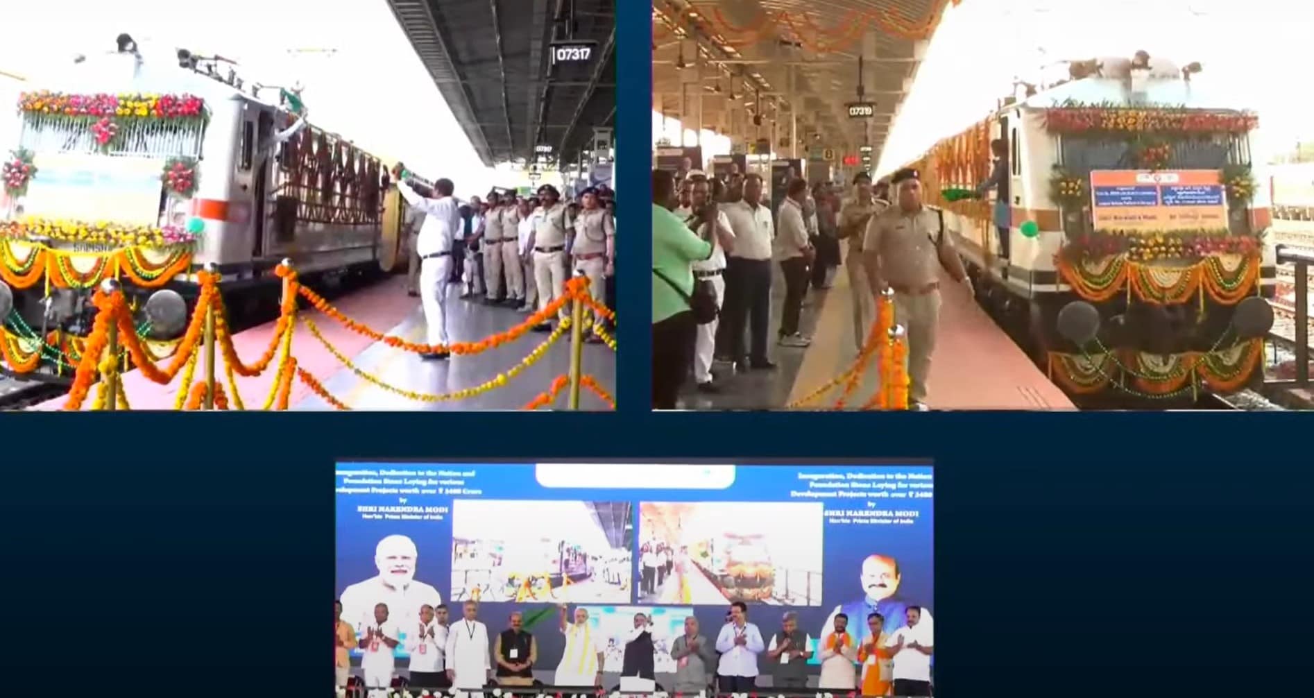 PM Modi inaugurates various rail projects. (DD News) PM Modi inaugurates various rail projects. (DD News)