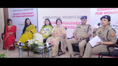 A panel discussion was held on the topic of ‘community engagement for women empowerment’. (HT Photo)