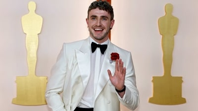 Paul Mescal was nominated for Best Actor for his role in Aftersun but his laid-back approach to his public style disappointed the fashion enthusiast in us with his semi-sheer shirt, hair in such a mess and the flare on the pants that looked a little too wide, giving a sort of sleazy swankiness.&nbsp; (REUTERS/Eric Gaillard)