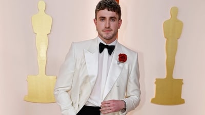 Paul Mescal chose a black and white tuxedo to attend the 95th Academy Awards ceremony.&nbsp; (REUTERS)