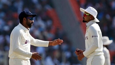 India's Rohit Sharma and Shreyas Iyer during the match. (REUTERS)