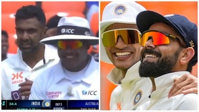 Virat Kohli was seen taking a sly dig at umpire Nitin Menon (PTI-Screengrab Hotstar)