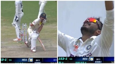 Travis Head was in a state of denial after Axar Patel's dream delivery got the better of him (Star Sports/Screengrab ) Travis Head was in a state of denial after Axar Patel's dream delivery got the better of him (Star Sports/Screengrab )
