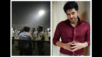 Police and security guards had to take control of the situation after some students who wanted to attend Guru Randhawa’s gig, turned violent to gain entry. (Photo: Manoj Verma/HT)
