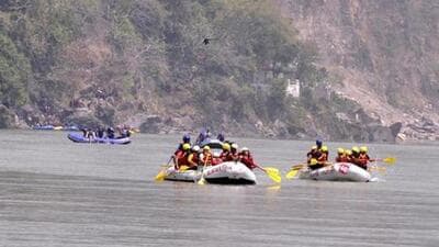 Rafts on the Ganga in Rishikesh. (HT File Photo)