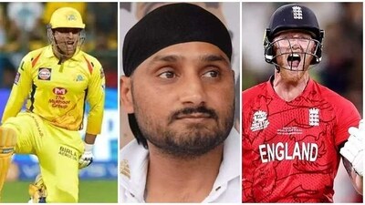 MS Dhoni, Harbhajan Singh, and Ben Stokes MS Dhoni, Harbhajan Singh, and Ben Stokes