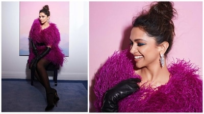 Deepika Padukone chose pink and black for the Oscar after-party. Deepika Padukone chose pink and black for the Oscar after-party.