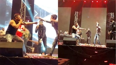 The image shows Honey Singh dancing with a helper. (Instagram/@laughtonic) The image shows Honey Singh dancing with a helper. (Instagram/@laughtonic)