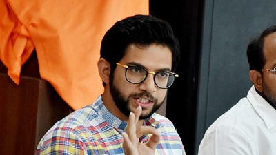 Shiv Sena (Uddhav Balasaheb Thackeray) MLA Aaditya Thackeray addressing a press conference, at Shiv Sena Bhavan, Dadar, in Mumbai. (File) Shiv Sena (Uddhav Balasaheb Thackeray) MLA Aaditya Thackeray addressing a press conference, at Shiv Sena Bhavan, Dadar, in Mumbai. (File)