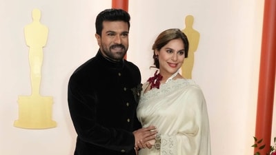 Ram Charan, left, and Upasana Kamineni arrive at the Oscars on Sunday, March 12, 2023, at the Dolby Theatre in Los Angeles. (Photo by Jordan Strauss/Invision/AP) (Jordan Strauss/Invision/AP) Ram Charan, left, and Upasana Kamineni arrive at the Oscars on Sunday, March 12, 2023, at the Dolby Theatre in Los Angeles. (Photo by Jordan Strauss/Invision/AP) (Jordan Strauss/Invision/AP)