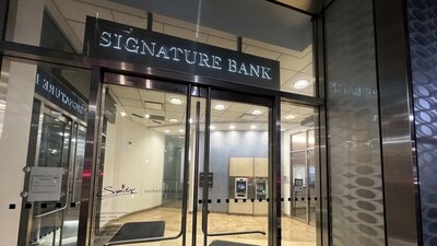 A branch of Signature Bank is photographed, late Sunday. (AP) A branch of Signature Bank is photographed, late Sunday. (AP)