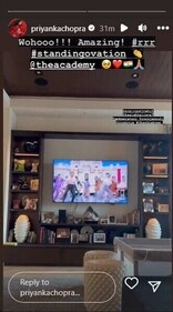 Priyanka Chopra took to her Instagram Stories and cheered for Naatu Naatu virtually.