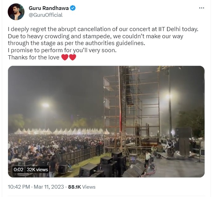 Guru Randhawa’s gig at IIT Delhi fest called off due to unruly crowd