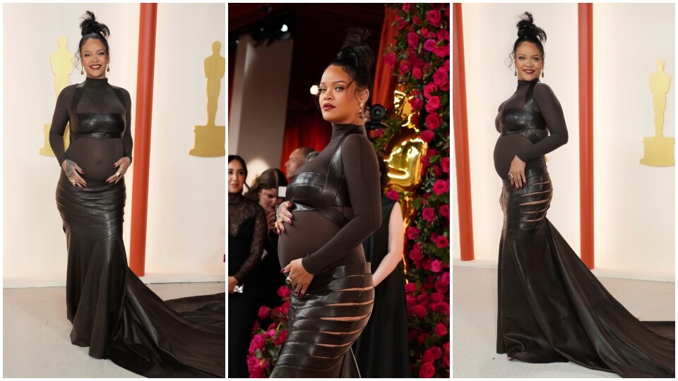 Rihanna arrives at the Oscars 2023. (AP)