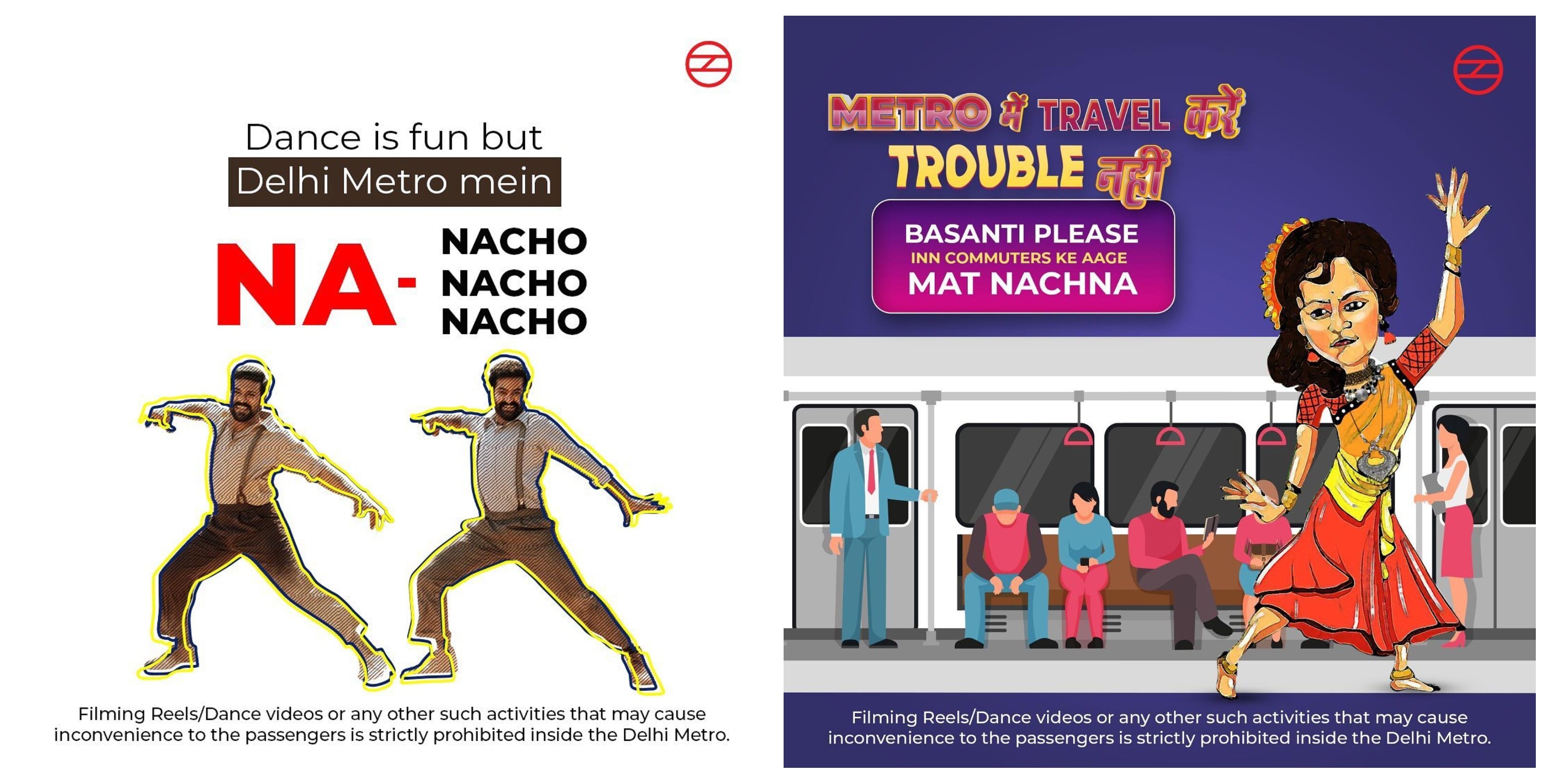 Besides frequent announcements, DMRC has also used references of Sholay (1975) and RRR (2022) to drive the point home. (Instagram: DMRC) Besides frequent announcements, DMRC has also used references of Sholay (1975) and RRR (2022) to drive the point home. (Instagram: DMRC)