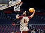  Mississippi State Bulldogs guard Justin Rumph (15) dunks during the NCAA Tournament First Four Practice at UD Arena. 