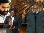 Los Angeles, Mar 13 (ANI): Music composer MM Keeravani and lyricist Chandrabose wins the Oscar for 'Orginal Song' for the movie RRR's power-packed song 'Naatu Naatu' at the 95th Academy Awards, in Los Angeles on Sunday. (ANI Photo) Los Angeles, Mar 13 (ANI): Music composer MM Keeravani and lyricist Chandrabose wins the Oscar for 'Orginal Song' for the movie RRR's power-packed song 'Naatu Naatu' at the 95th Academy Awards, in Los Angeles on Sunday. (ANI Photo)