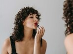 A velvet lipstick keeps lips moisturised and has a great finish. 
