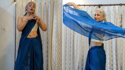 Neeru Saini dancing to the hit Bollywood song Gori Gori in a saree. (Instagram/@neerusaini__) Neeru Saini dancing to the hit Bollywood song Gori Gori in a saree. (Instagram/@neerusaini__)