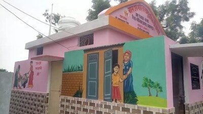 A pink toilet in rural Prayagraj. (Ht photo) A pink toilet in rural Prayagraj. (Ht photo)