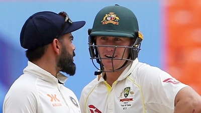 India's Virat Kohli interacts with Australia's Marnus Labuschagne. (ANI) India's Virat Kohli interacts with Australia's Marnus Labuschagne. (ANI)