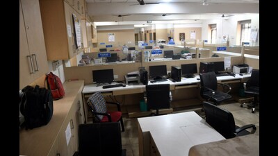 Government offices were deserted on Tuesday as employees were on strike. (HT PHOTO) Government offices were deserted on Tuesday as employees were on strike. (HT PHOTO)