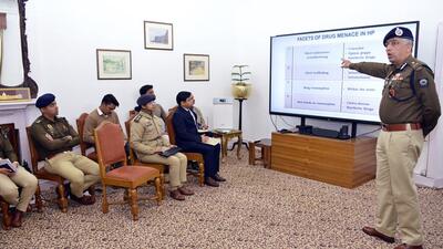 Himachal Pradesh governor Shiv Pratap Shukla (unseen) presides over a meeting of senior officers of the HP Police at Raj Bhawan on drug abuse and illegal trafficking, in Shimla on Tuesday. (ANI) Himachal Pradesh governor Shiv Pratap Shukla (unseen) presides over a meeting of senior officers of the HP Police at Raj Bhawan on drug abuse and illegal trafficking, in Shimla on Tuesday. (ANI)